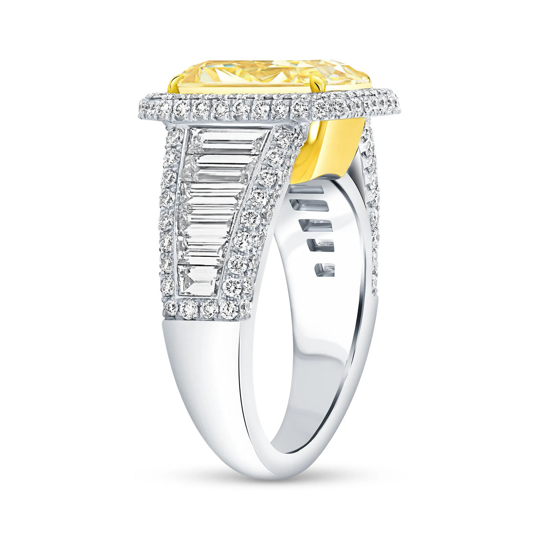 Uneek Natureal Collection Halo Radiant Yellow Diamond Engagement Ring