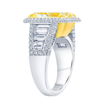 Uneek Natureal Collection Halo Radiant Yellow Diamond Engagement Ring