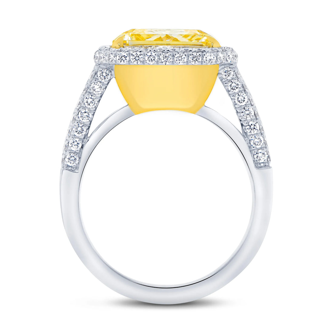 Uneek Natureal Collection Halo Radiant Yellow Diamond Engagement Ring