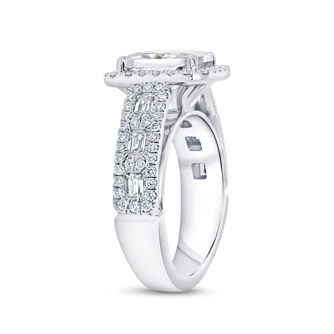 Uneek Signature Collection Halo Emerald Cut Engagement Ring