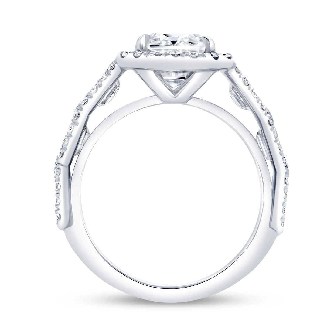 Uneek Signature Collection Halo Emerald Cut Diamond Engagement Ring