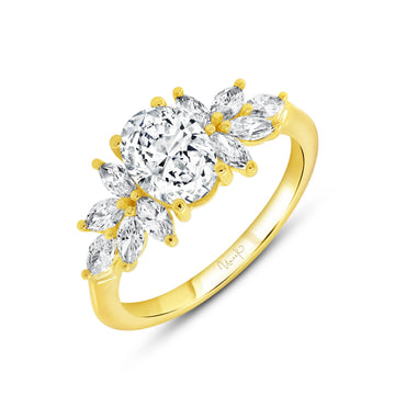 Uneek Us Collection Straight Oval Shaped Engagement Ring