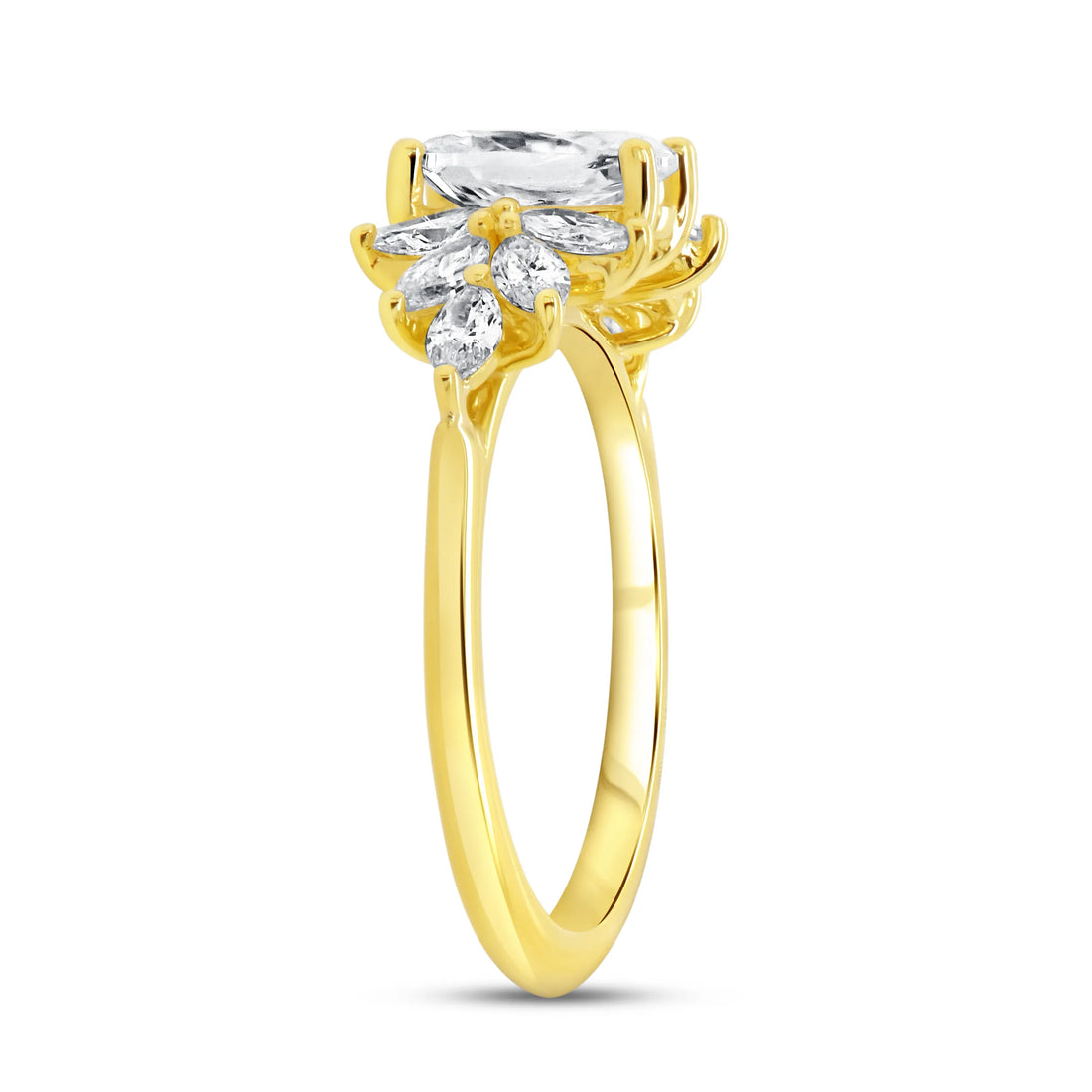 Uneek Us Collection Straight Oval Shaped Engagement Ring