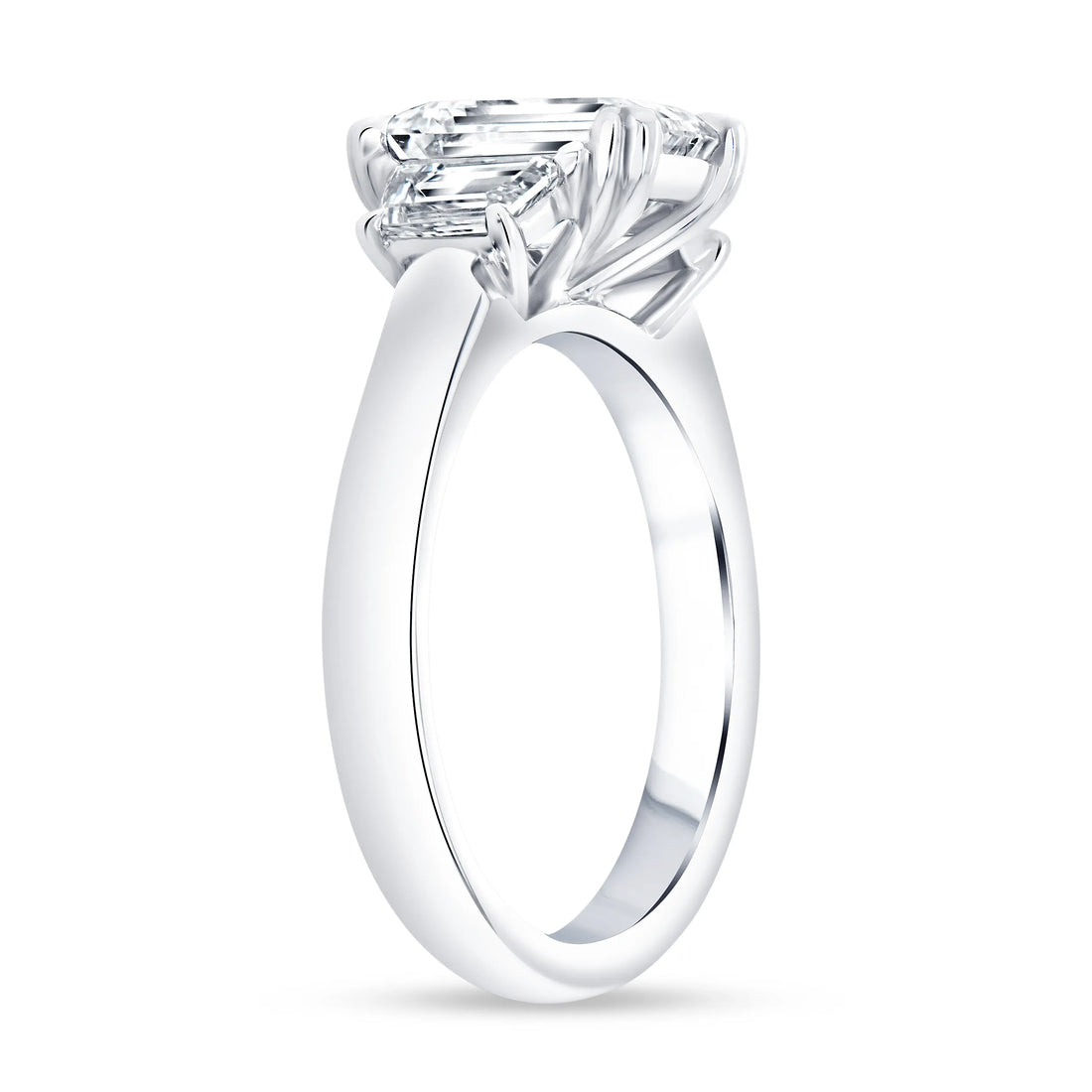 Uneek Signature Collection Three-Stone Emerald Cut Diamond Engagement Ring