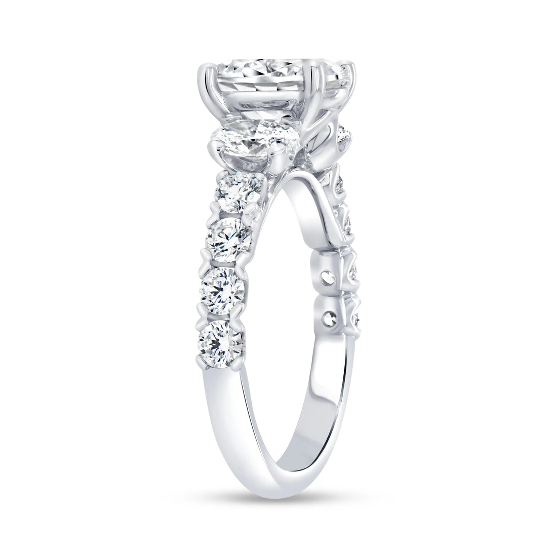 Uneek Timeless Collection Straight Oval Shaped Engagement Ring