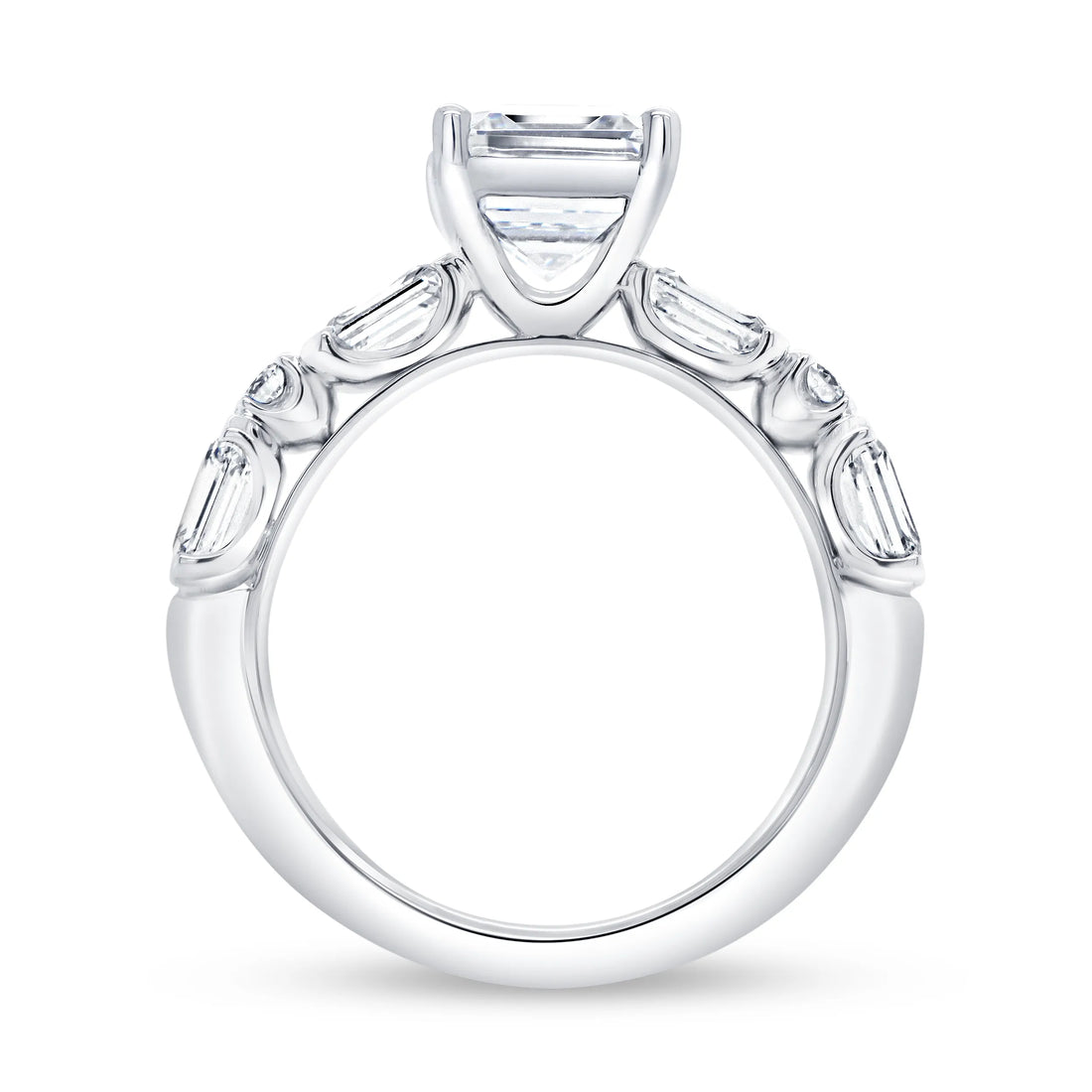 Uneek Timeless Collection Straight Emerald Cut Engagement Ring