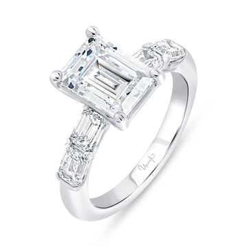 Uneek Timeless Collection Straight Emerald Cut Engagement Ring