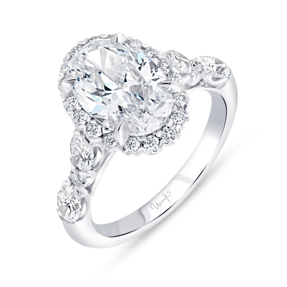 Uneek Timeless Collection Halo Oval Shaped Engagement Ring