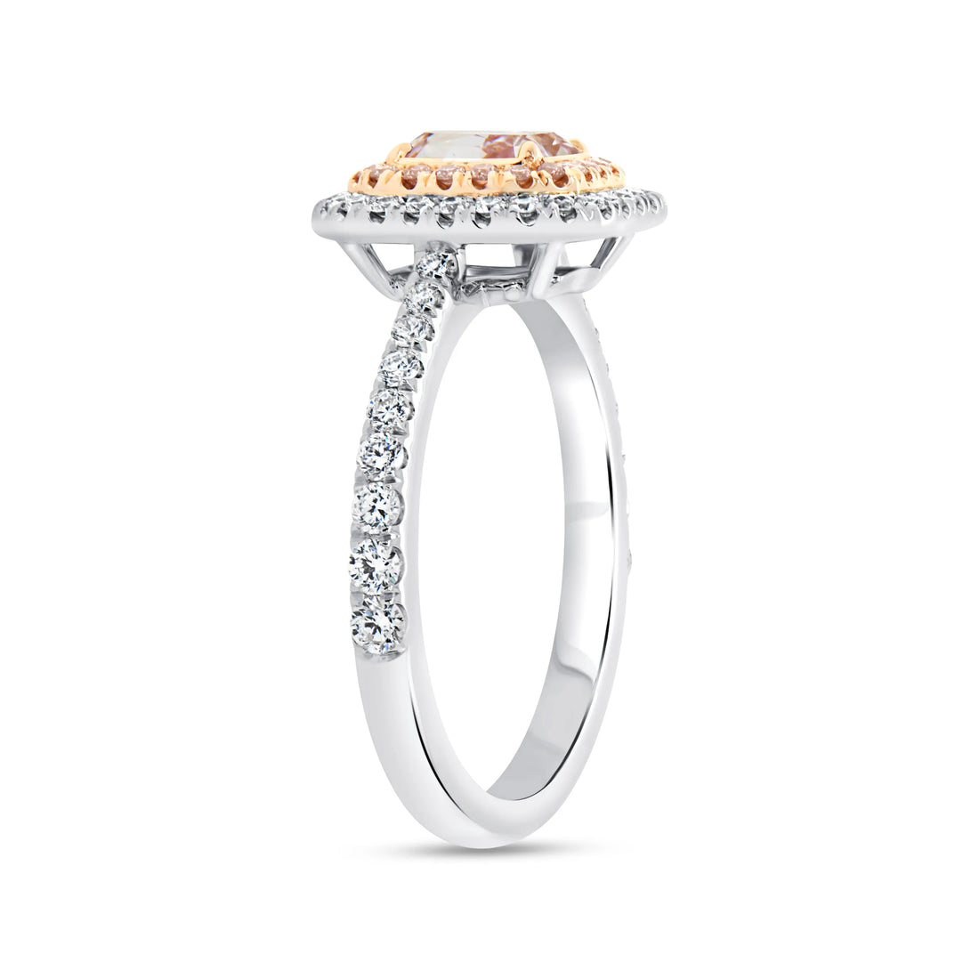 Uneek Natureal Collection Double-Halo Radiant Pink Diamond Engagement Ring