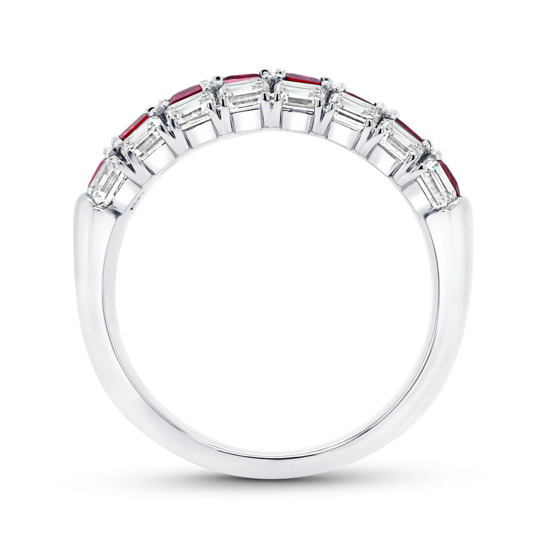 Uneek Precious Collection 3-Row Emerald Cut Ruby Anniversary Ring