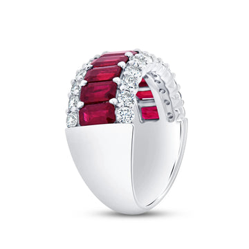 Uneek Precious Collection 3-Row Emerald Cut Ruby Anniversary Ring