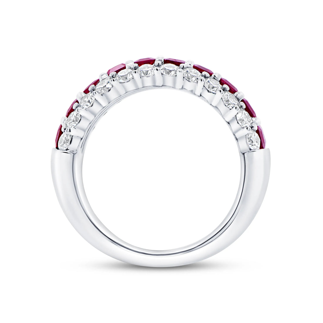 Uneek Precious Collection 3-Row Emerald Cut Ruby Anniversary Ring
