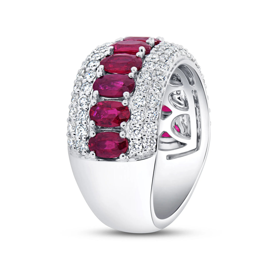 Uneek Precious Collection Multi-Row Oval Shaped Ruby Anniversary Ring