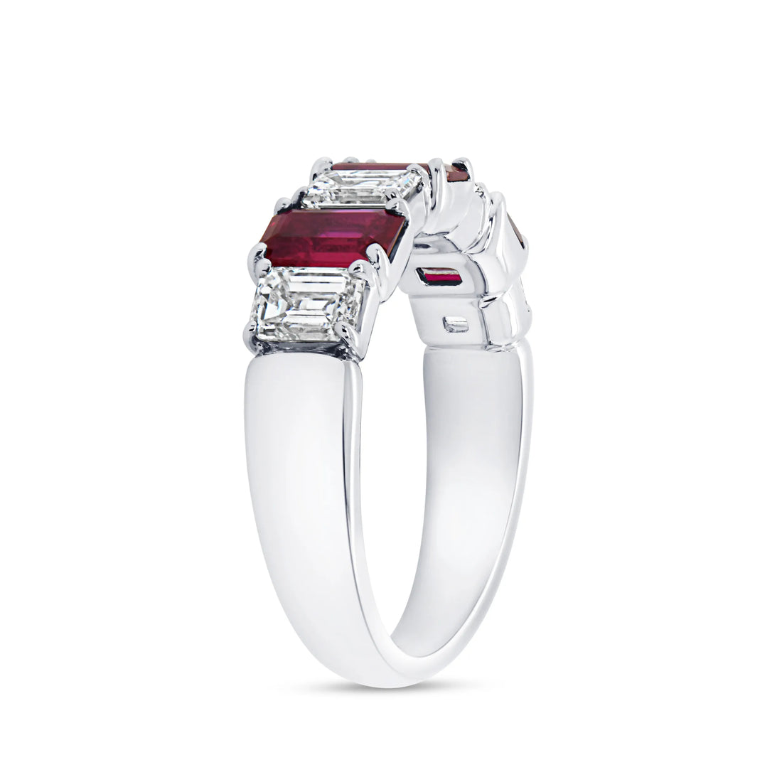 Uneek Precious Collection Seven-Stone Emerald Cut Ruby Anniversary Ring