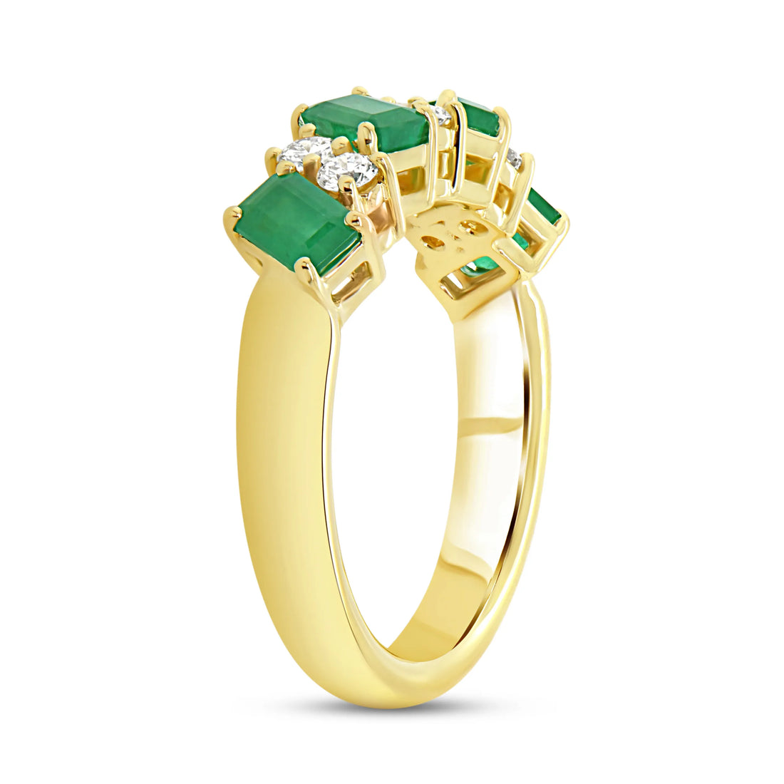 Uneek Precious Collection 1-Row Emerald Cut Green Diamond Anniversary Ring