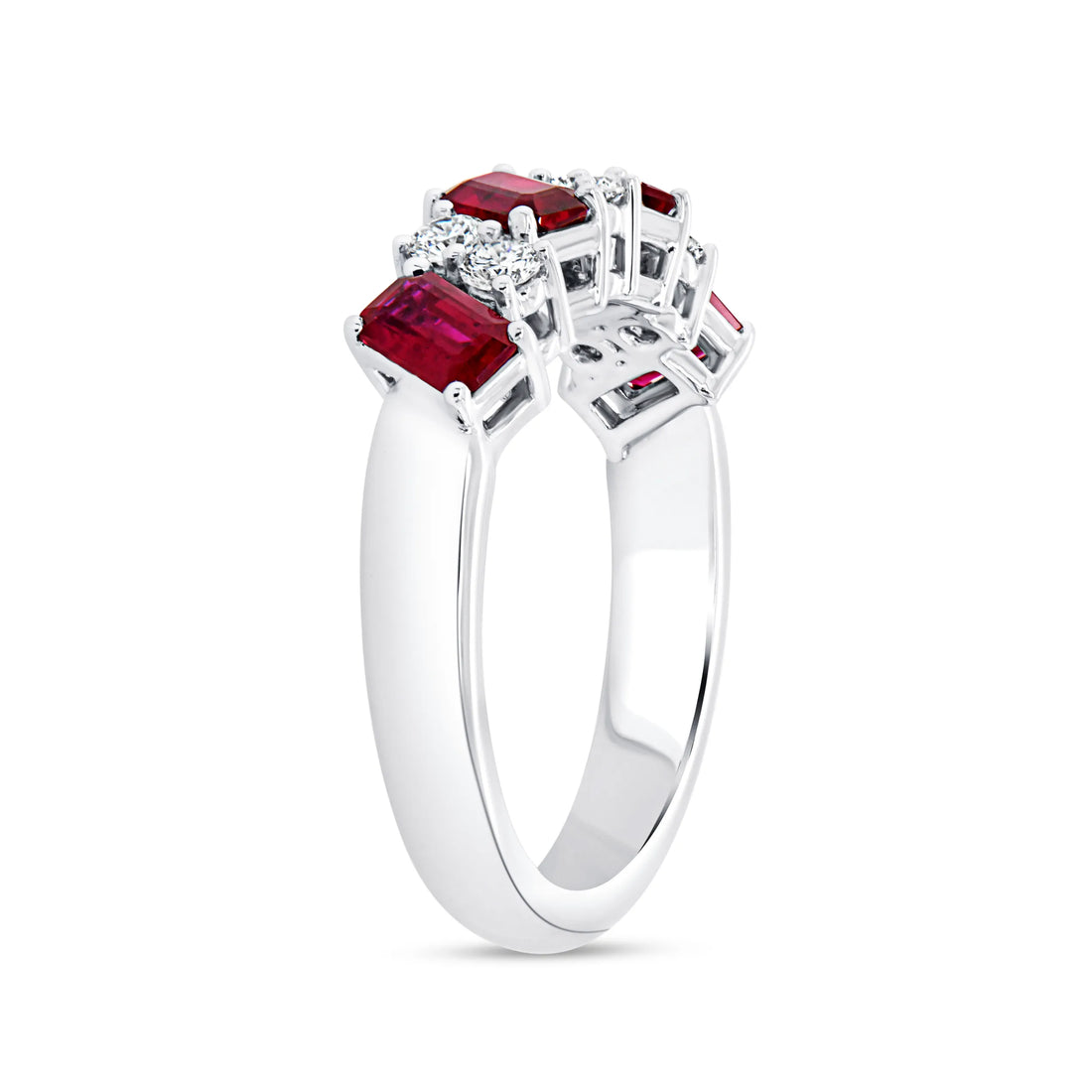 Uneek Precious Collection 1-Row Emerald Cut Ruby Anniversary Ring