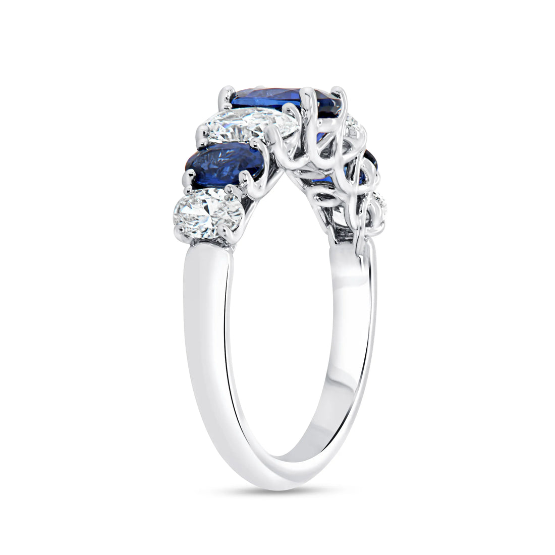 Uneek Precious Collection 1-Row Oval Shaped Blue Sapphire Anniversary Ring
