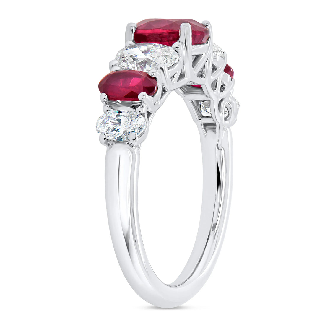 Uneek Precious Collection Seven-Stone Oval Shaped Ruby Anniversary Ring