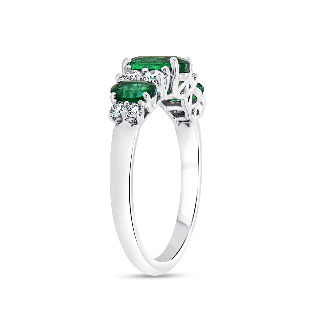 Uneek Precious Collection 1-Row Oval Shaped Emerald Anniversary Ring