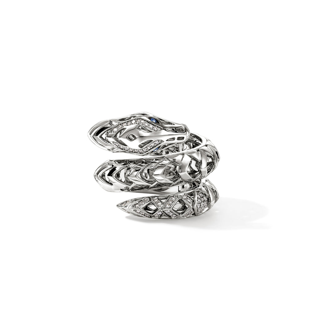 Naga Ring, Sterling Silver, Blue Sapphire