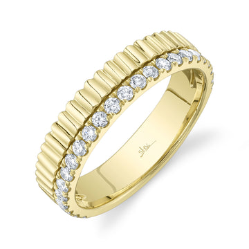 0.42Ct 14K Y/G Diamond Ribbed Band