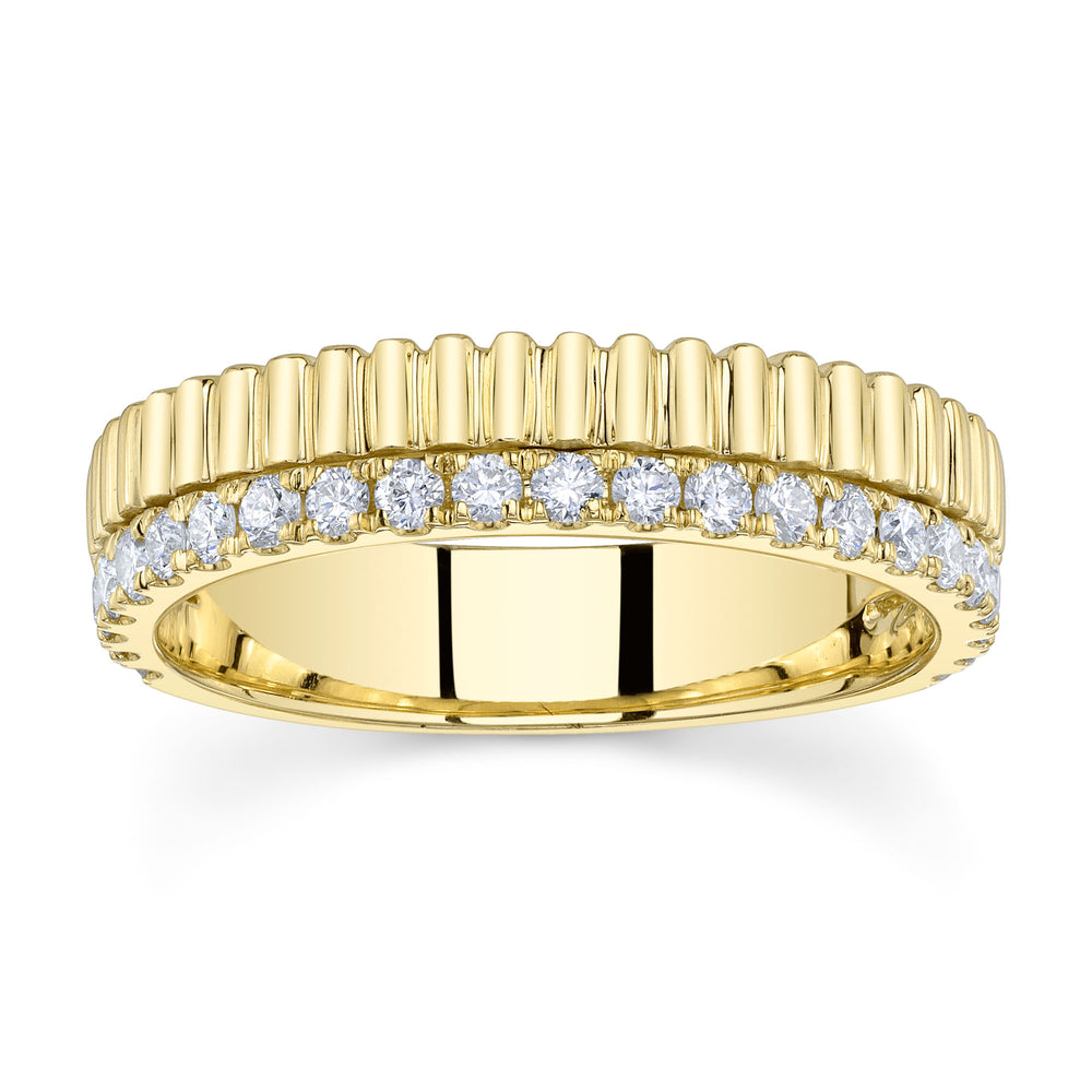 0.42Ct 14K Y/G Diamond Ribbed Band