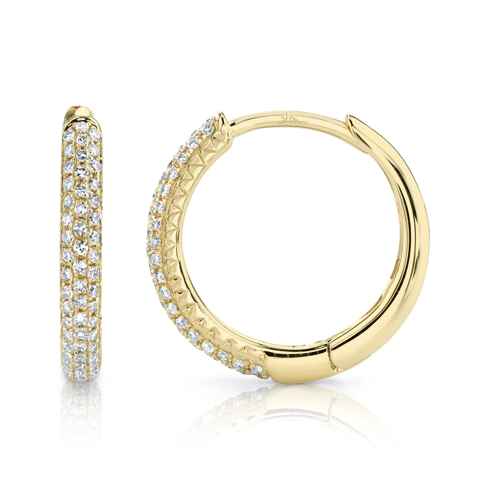 0.21Ct 14K Y/G Diamond Pave Hoop Earring