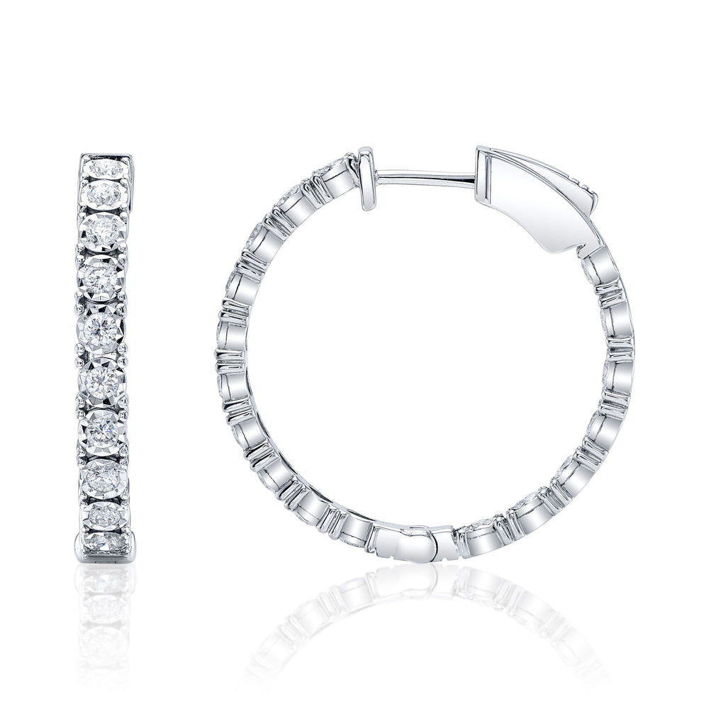 1.06Ct 14K W/G Diamond Hoop Earring