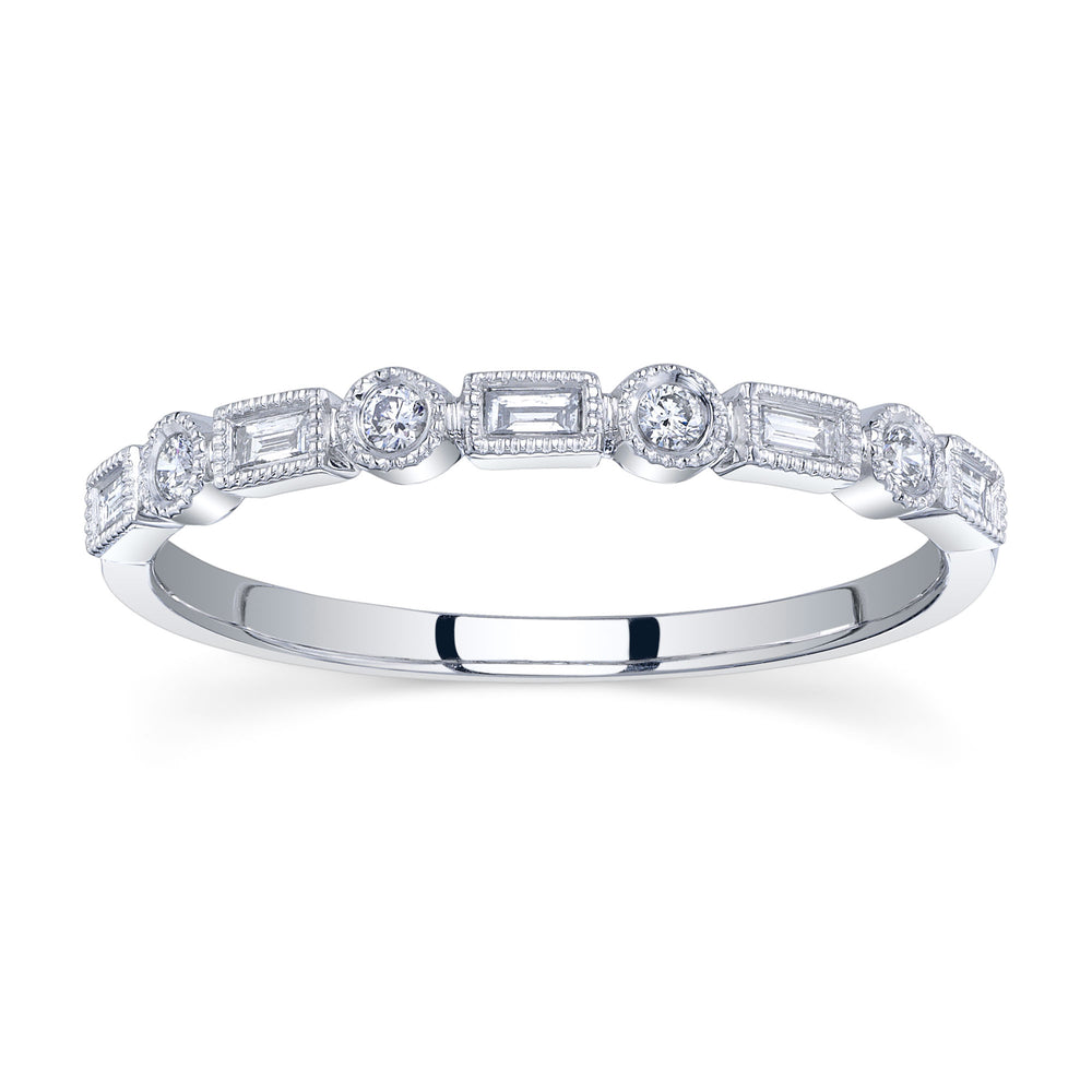 0.14Ct 14K W/G Diamond Baguette Band