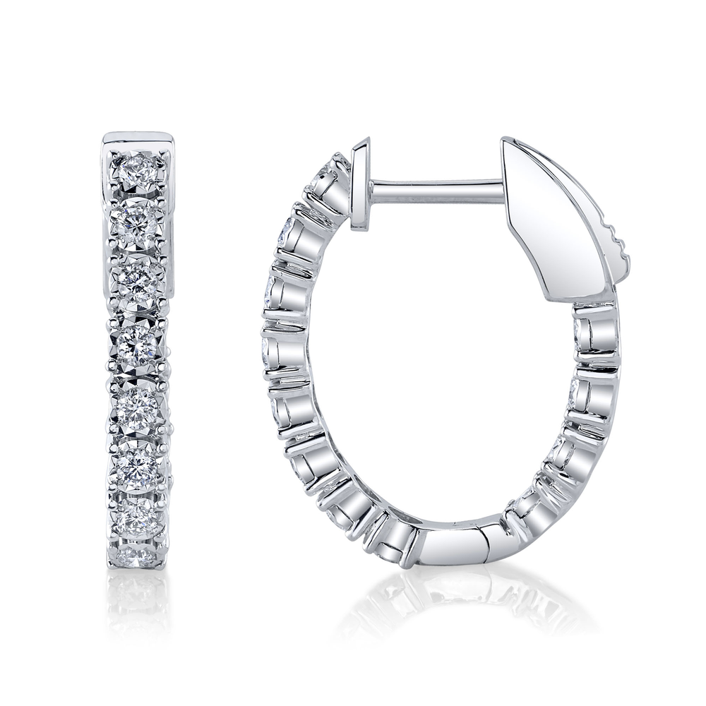 0.47Ct 14K W/G Diamond Oval Hoop Earring