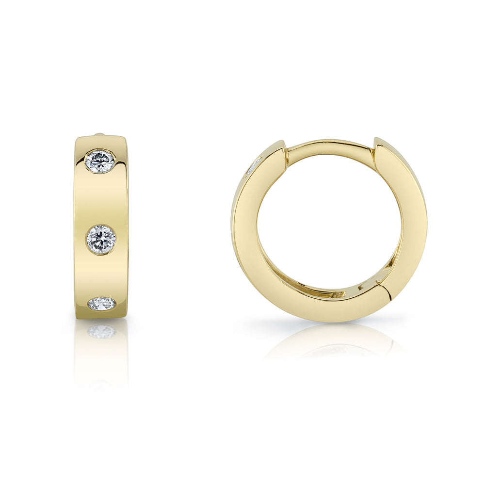 0.11Ct 14K Y/G Diamond Mini Huggie Earring