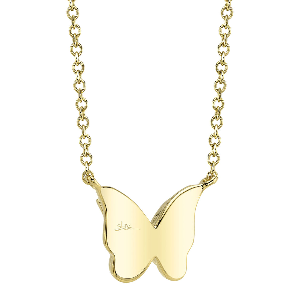 0.06Ct 14K Y/G Diamond Butterfly Necklace
