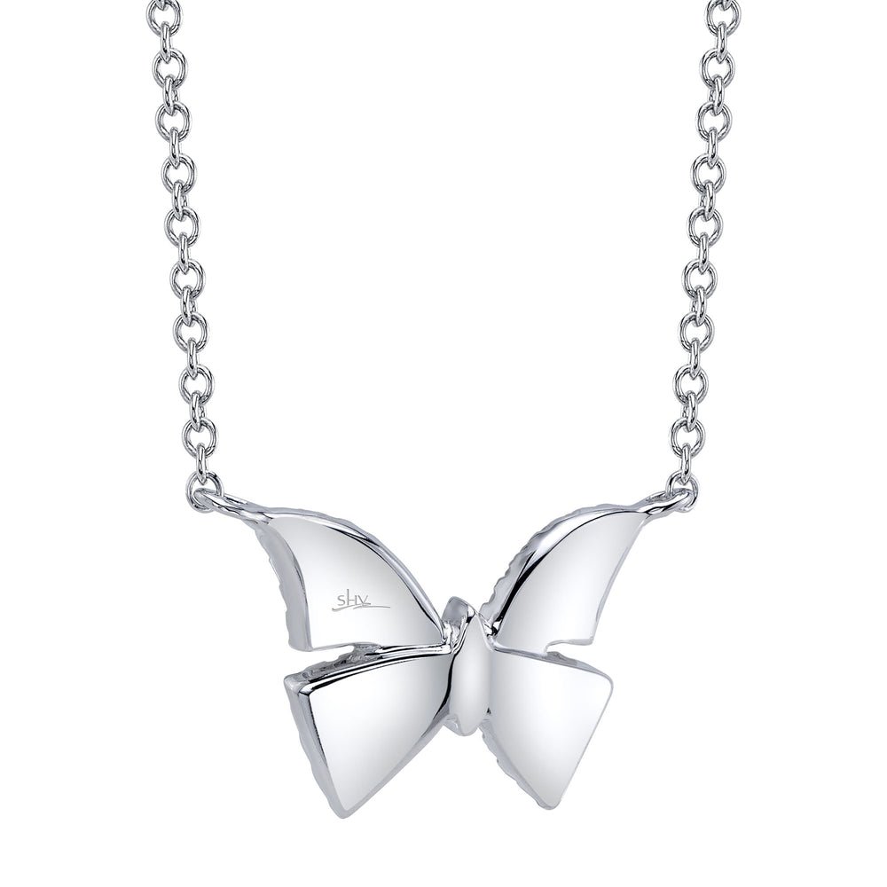 0.15Ct 14K W/G Diamond Butterfly Necklace