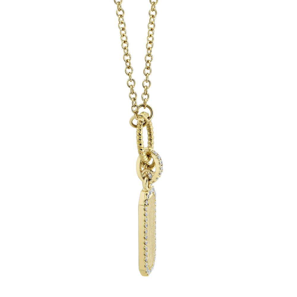 0.13Ct 14K Y/G Diamond Dog Tag Necklace