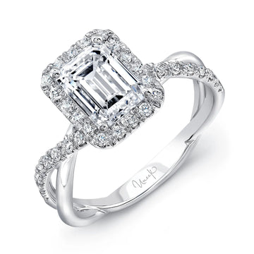 Uneek Infinity Collection Halo Emerald Cut Engagement Ring