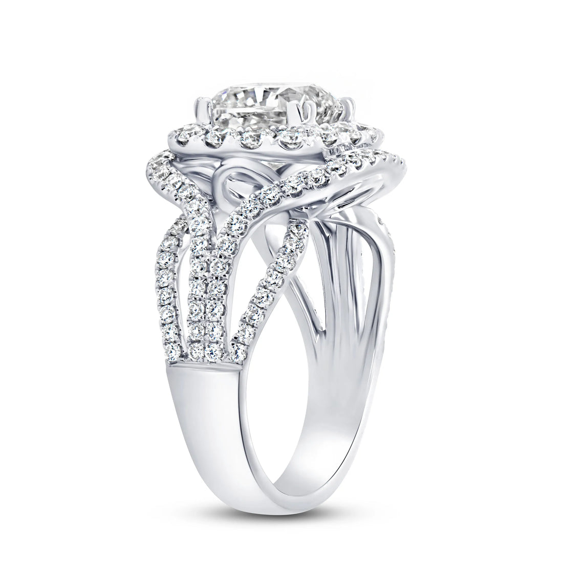 Uneek Radiance Collection Double-Halo Cushion Cut Engagement Ring