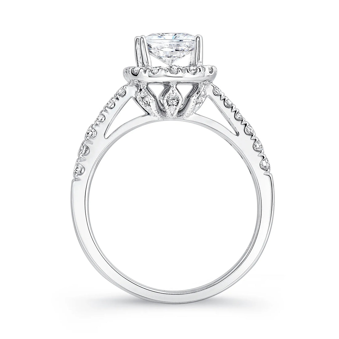 Uneek Bofb Collection Halo Princess Cut Engagement Ring