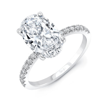 Uneek Bofb Collection Straight Oval Shaped Engagement Ring