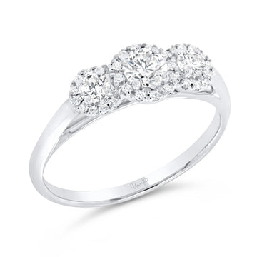Uneek Bofb Collection 3-Stone-Halo Round Diamond Engagement Ring