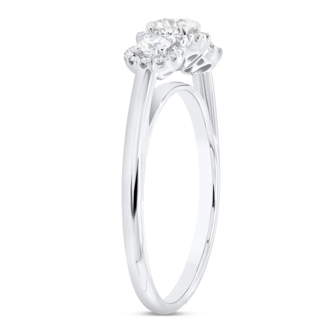 Uneek Bofb Collection 3-Stone-Halo Round Diamond Engagement Ring