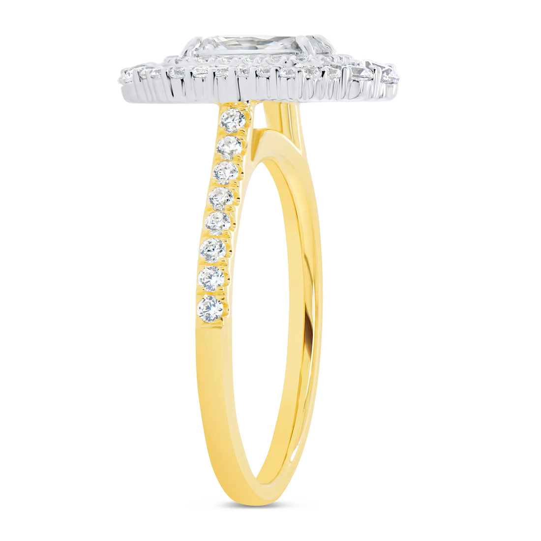 Uneek Petals Collection Double-Halo Emerald Cut Engagement Ring
