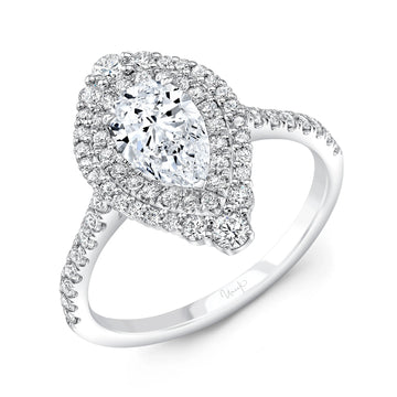 Uneek Petals Collection Double-Halo Pear Shaped Engagement Ring