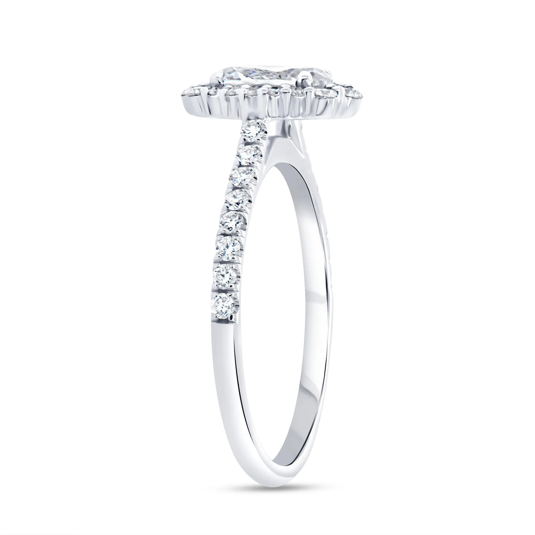 Uneek Petals Collection Halo Emerald Cut Engagement Ring