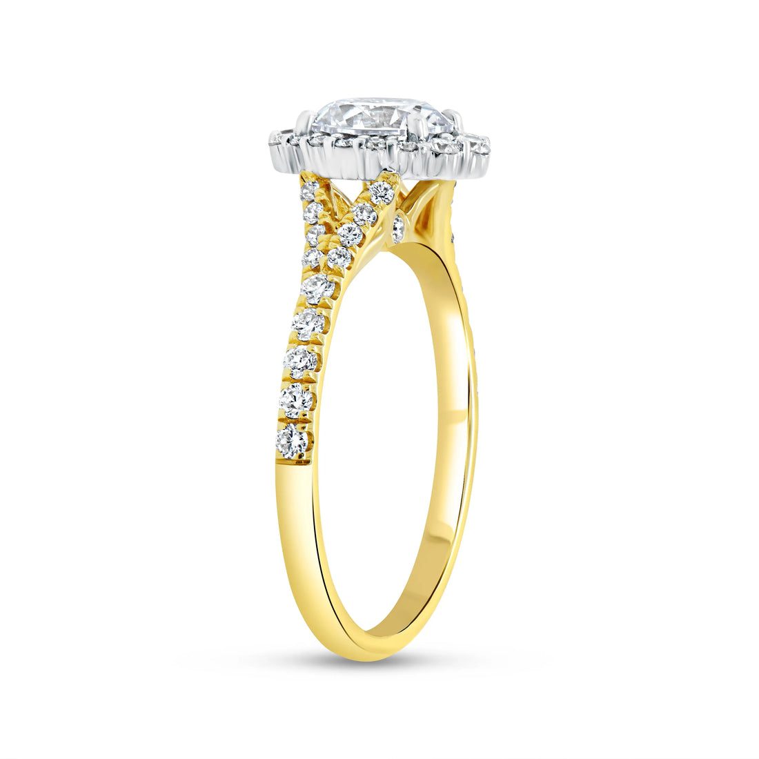 Uneek Petals Collection Halo Round Engagement Ring