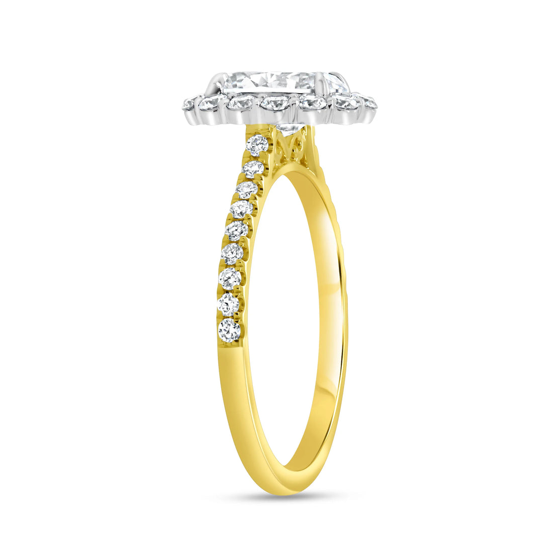 Uneek Petals Collection Halo Oval Shaped Engagement Ring