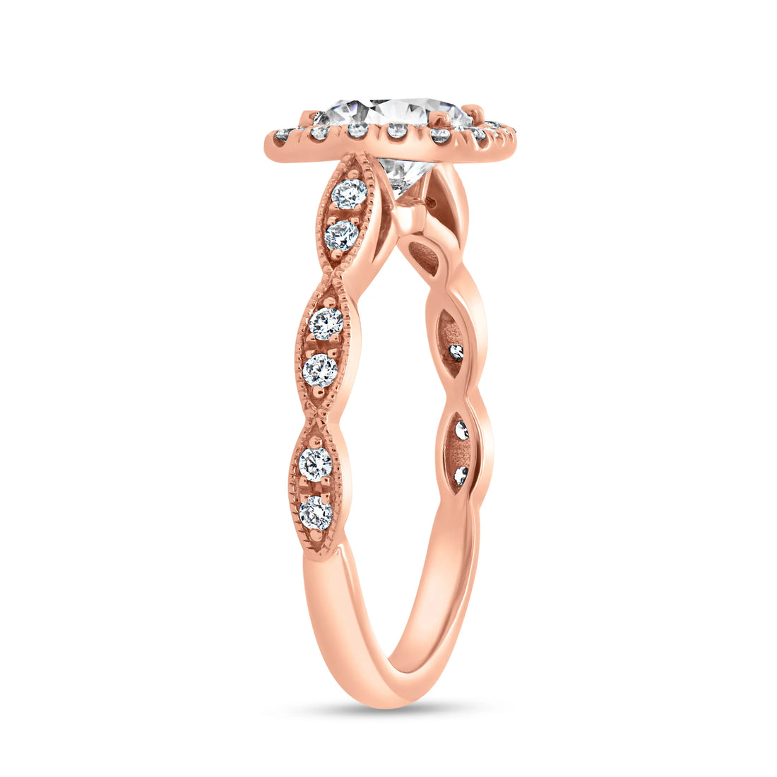 Uneek Us Collection Halo Round Engagement Ring