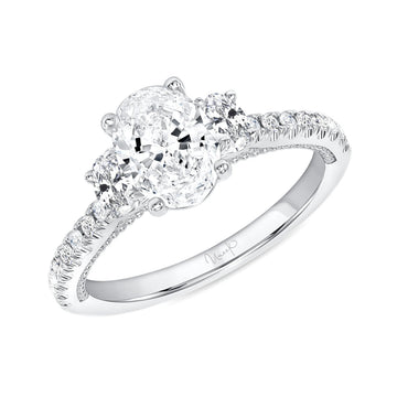 Uneek Us Collection Three-Stone Oval Shaped Engagement Ring