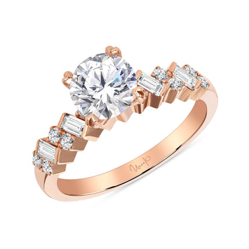 Uneek Us Collection Straight Round Engagement Ring