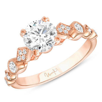 Uneek Us Collection Straight Round Engagement Ring