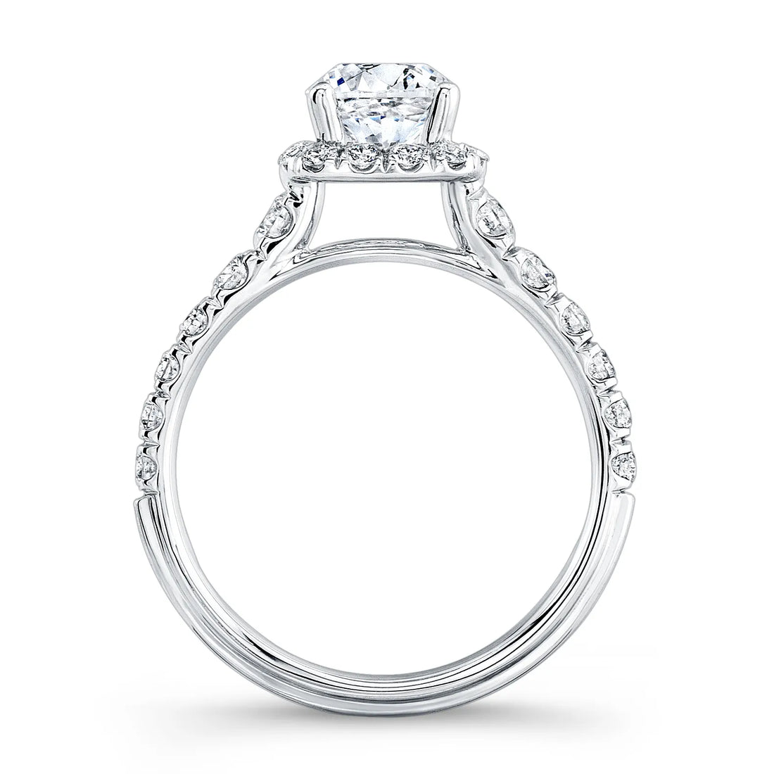 Uneek Unity Collection Halo Round Engagement Ring